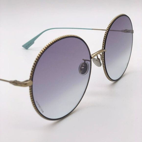  DIOR Sunglasses DIORSOCIETY 2F 03YG/SO  Gold Violet Gradient Round - Picture 3 of 11